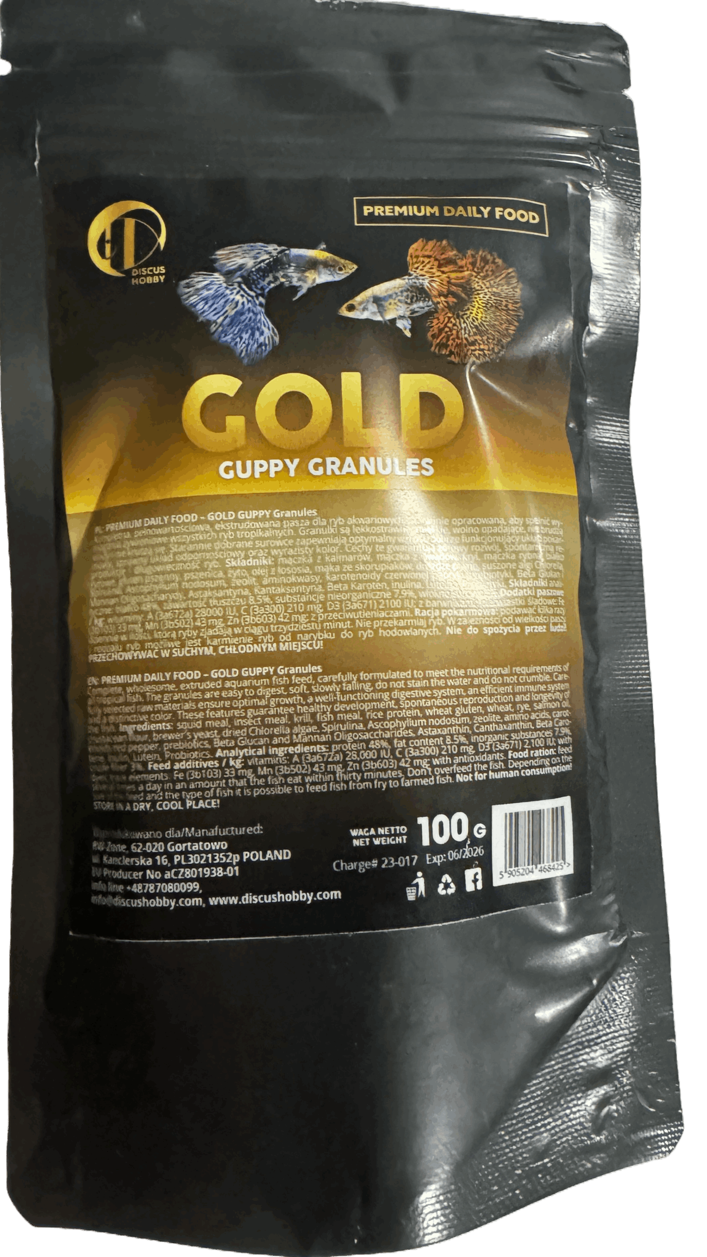 Gold Guppy GranulesGold Guppy Granules A complete, wholesome, extruded feed dedicated to aquarium fish with an indication of Betta fish. Carefully formulated to meet the nutritional requirements of all tropical fish. The granules are easily digestible, so