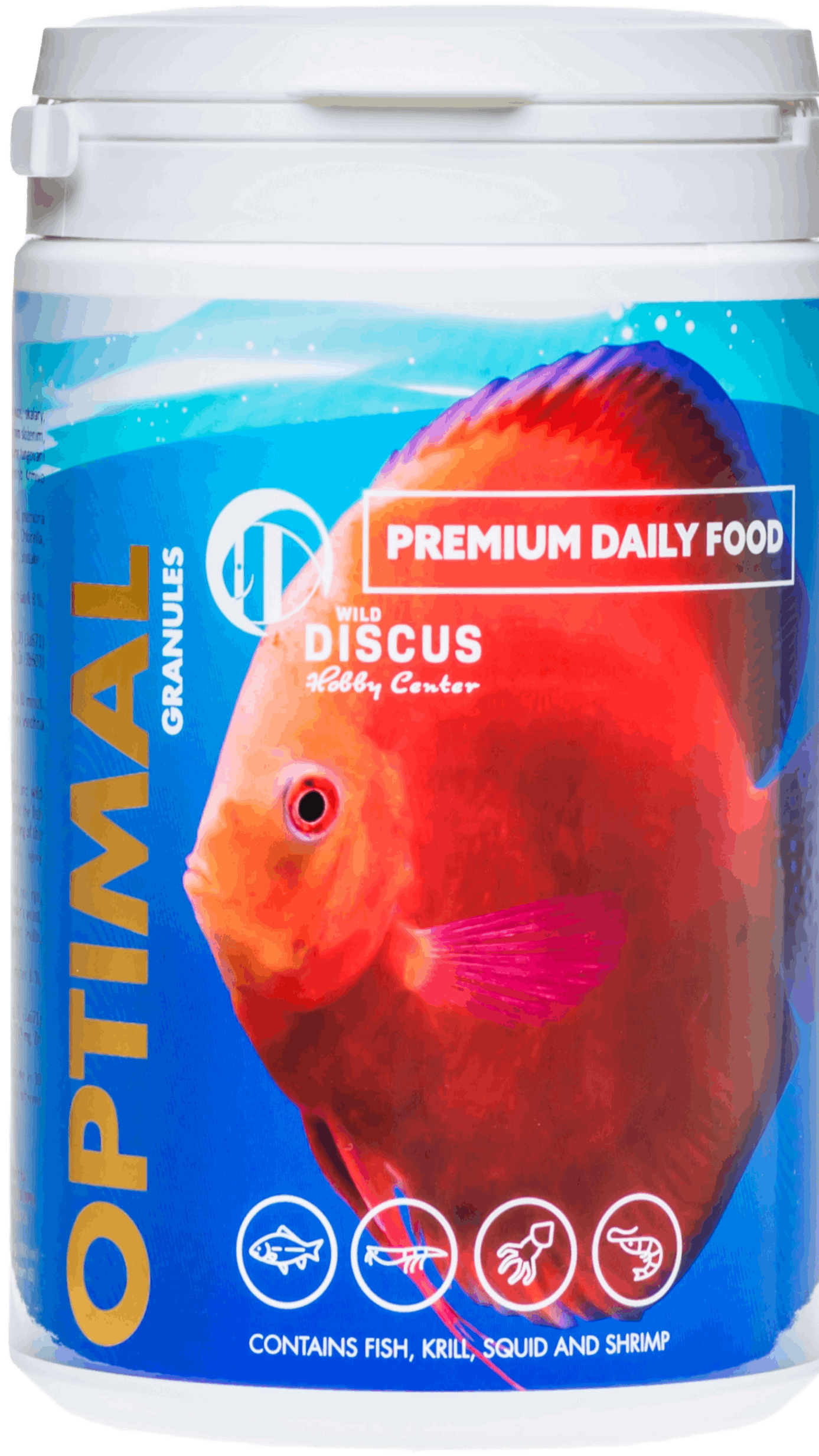 Optimal GranulesOptimal Granules Premium Daily Food Perfectly balanced feed for the health, apprearance and color of your fish. Extruded feed mix for all ornamental fish, recommended for discus and angelfish, both for domestic and wild forms (no animal pr